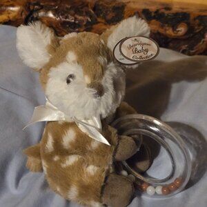 Bearington Baby Lil' Willow Plush Fawn Shaker Toy Ring Rsttle